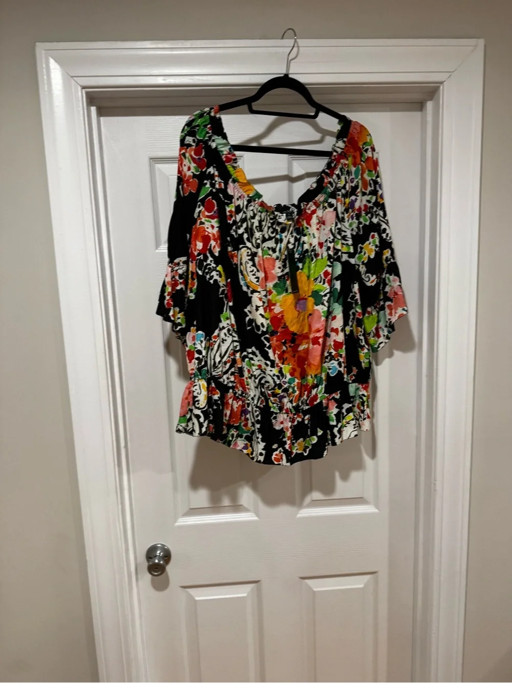 Lauren Ralph Lauren Black Floral Off-Shoulder Blouse